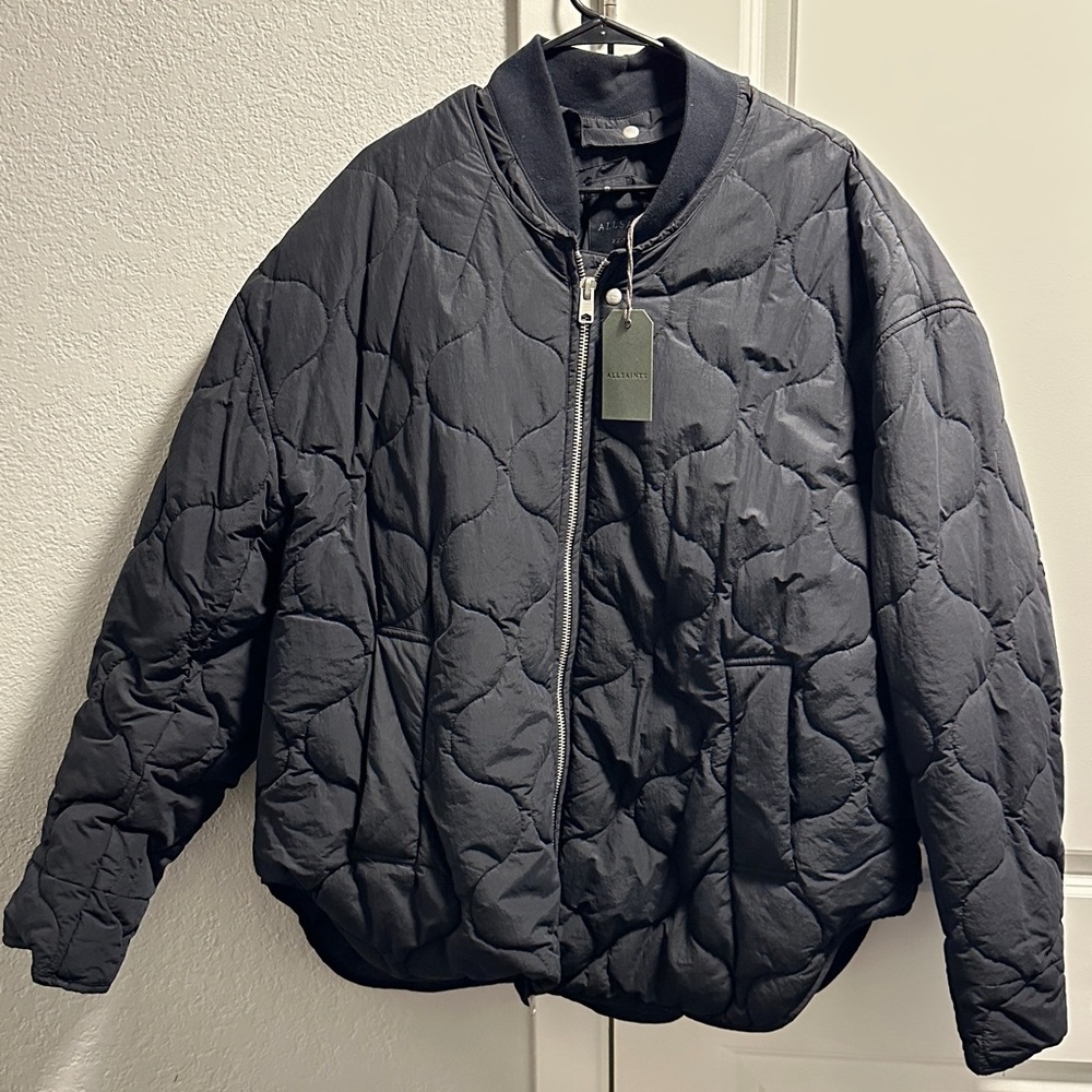 All Saints Men's Bomber Black Streetwear Jacket Size XXL